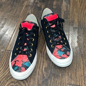 Converse - Black, Floral, Gold - 9